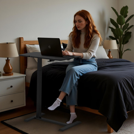 Maclean mobilus nešiojamojo kompiuterio stovas, juodas, reguliuojamas aukštis 76-109 cm