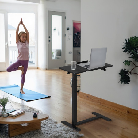 Maclean mobilus nešiojamojo kompiuterio stovas, juodas, reguliuojamas aukštis 76-109 cm