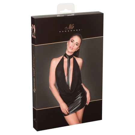 Cottelli Collection Power Wet Look Dress Transparent Top Black S