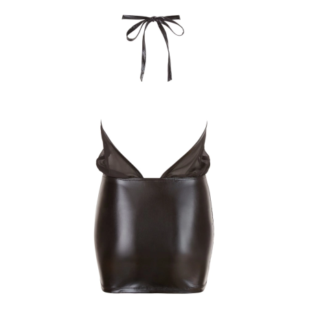 Cottelli Collection Chiffon Dress L - Black, Halterneck, Wetlook Skirt