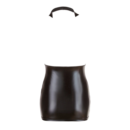 Cottelli Collection Wet Look Mini Dress S, Shiny Black, Open Back