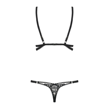 Obsessive Mixty Teddy S/M - Strappy Lace Bodysuit, Elegant Black