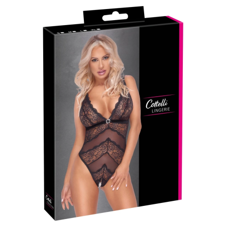 Cottelli Lingerie Bodysuit M Lace & Powernet Adjustable Straps