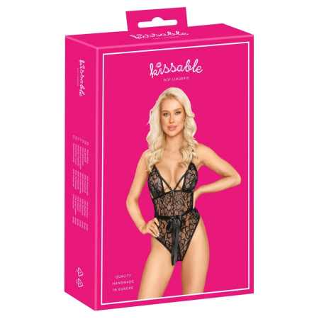 Kissable Body L/XL Elegant Black Lace Adjustable Straps