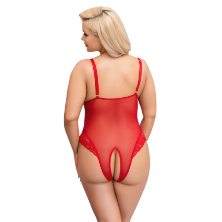 Cottelli Curves Body Red 2XL - Sheer Powernet, Adjustable Straps