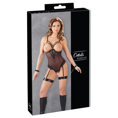 Cottelli Collection Open Cup Body M Black with Removable Chains