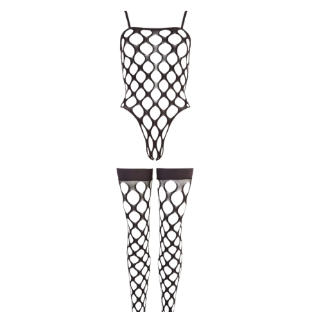 Cottelli Collection Body & Stockings S-L Black Seamless Fence Net Set