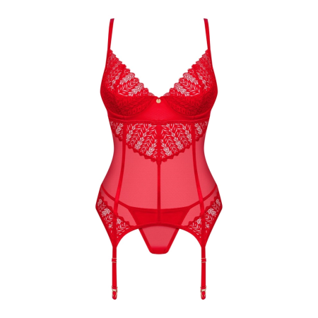 Obsessive Ingridia Red Corsage Set XS/S Adjustable Lace Design