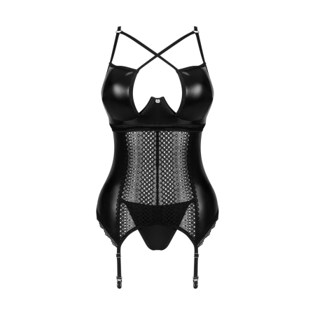 Obsessive Norides Wetlook Corsage Set XL/2XL with Lace Details