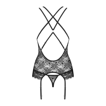 Obsessive Corsage S/M Black Lace Floral Motif Adjustable Straps