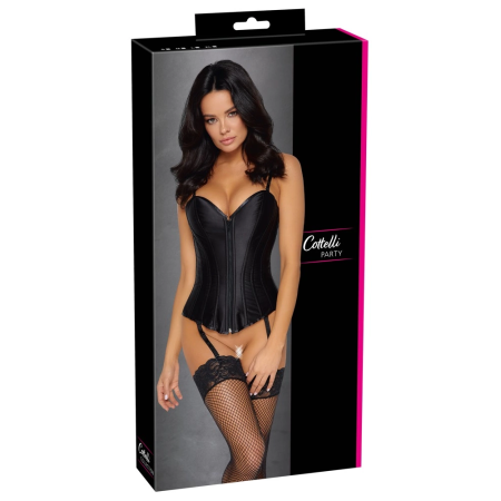 Cottelli PARTY Satin Overbust Corset Black L Adjustable Fit