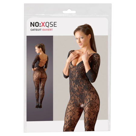 Cottelli Collection Lace Catsuit S-L Black Floral Seamless Design