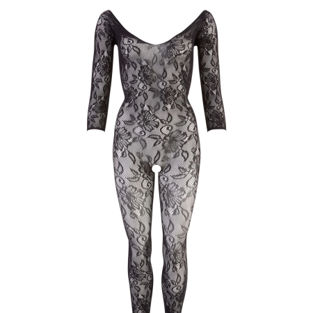 Cottelli Collection Lace Catsuit S-L Black Floral Seamless Design