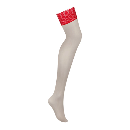 Obsessive Ingridia Stockings Red Lace M/L - Sheer Finish, Elegant Look