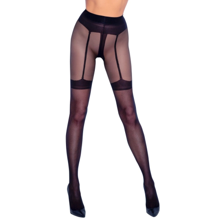 Cottelli Legwear Crotchless Net Tights with Suspender Design 30 Denier