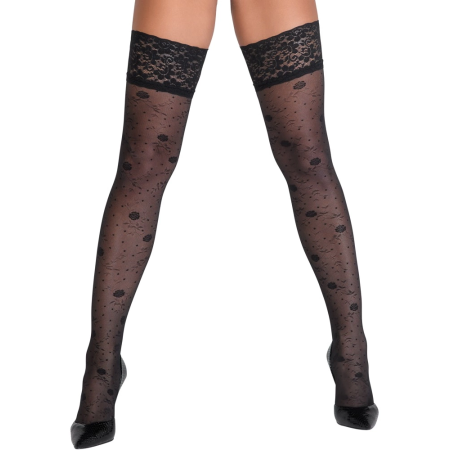 Cottelli Hold-Ups Rose 1 Black Stockings with Lace Top 20 DEN