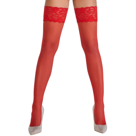Cottelli Legware Red Hold-Up Stockings 20 Den, Lace Top, Size Adjustable