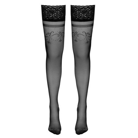 Cottelli Collection Hold-up Stockings Black Lace Silicone Grip M