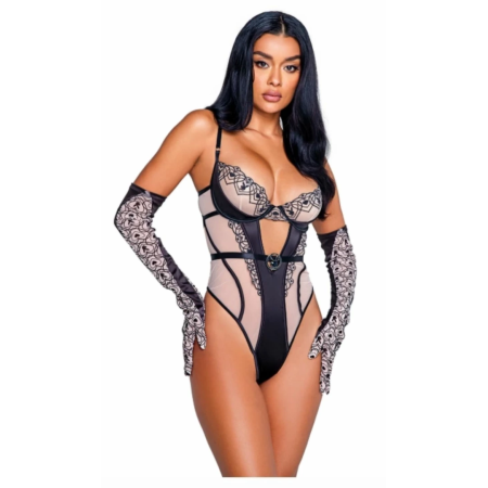 Playboy Bunny Kiss Teddy - Elegant Tulle & Satin Lingerie Bodysuit