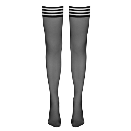 Cottelli Collection Hold-Up Stockings Black Size 4, Elegant Ring Pattern