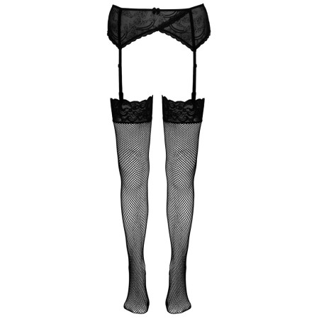 Cottelli Collection Net Stockings Lace S/M - Decorative Lace Top, Black