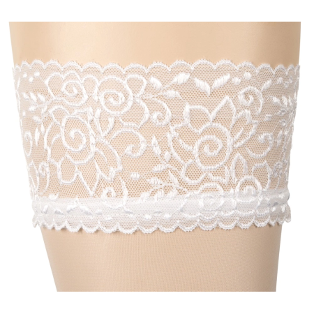 Cottelli Collection Hold-Up Stockings White 17 Denier Lace Top Size 5