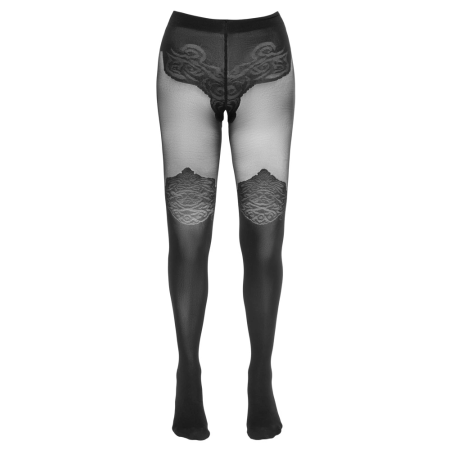 Cottelli Legwear Black Open-Crotch Tights Opaque & Sheer 40/20 Den