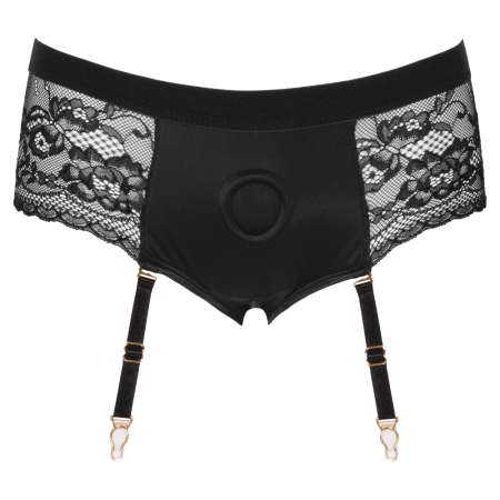 Bad Kitty Suspender Panties M Black - Adjustable Strap System, Lace Finish