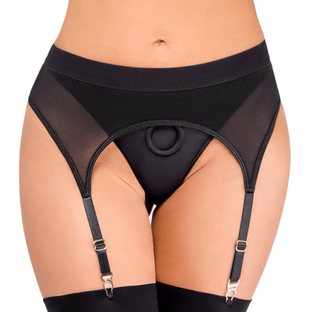 Bad Kitty Strap-On Suspender Thong XL Black Microfibre Adjustable