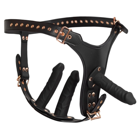 Bad Kitty Strap-On Harness 3D L/XL Adjustable Leather Look with 3 Attachments