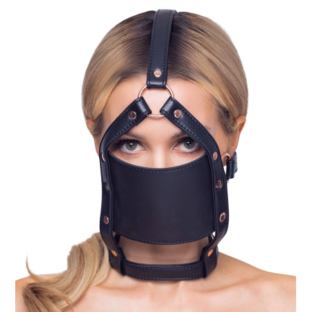 Bad Kitty Adjustable Head Harness with Silicone Ball Gag, Leather Look