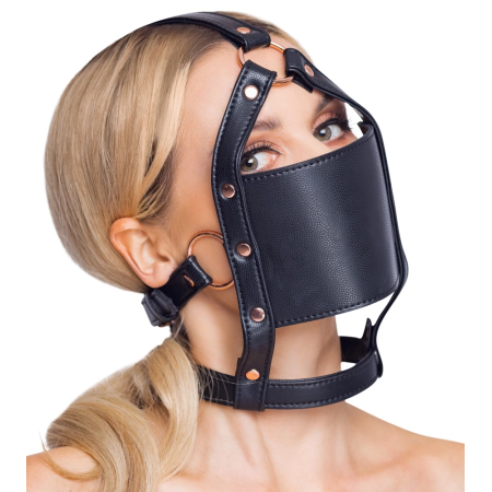 Bad Kitty Adjustable Head Harness with Silicone Ball Gag, Leather Look