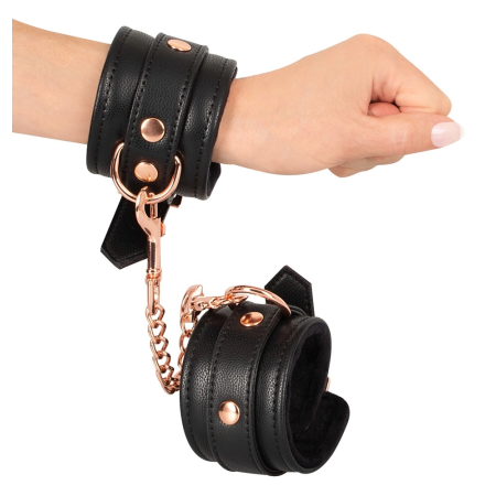 Bad Kitty Adjustable Black Handcuffs with Rose Gold Details, 15-21 cm