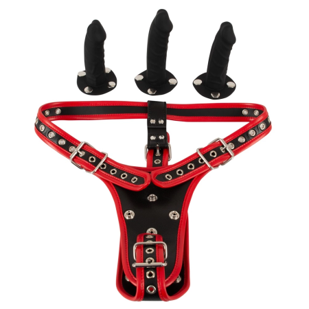 Bad Kitty Harness 2XL - Adjustable Leather-Look Set with 3 Silicone Attachments