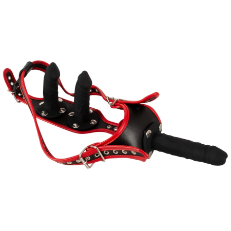 Bad Kitty Strap-On Harness L/XL Adjustable with 3 Silicone Attachments