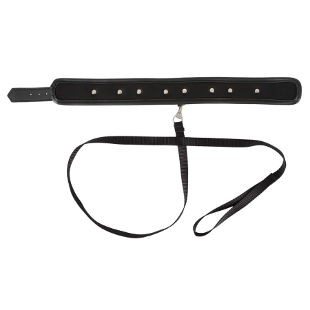 ZADO Vegan Adjustable Collar and Leash Set with Decorative Spikes, Black