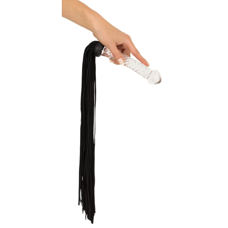 Bad Kitty Flogger Glass - Dual-Function Glass Handle Whip 64 cm