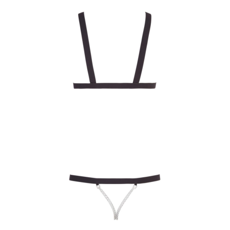 Bad Kitty Strap Body S-L Adjustable Black Harness with Chains