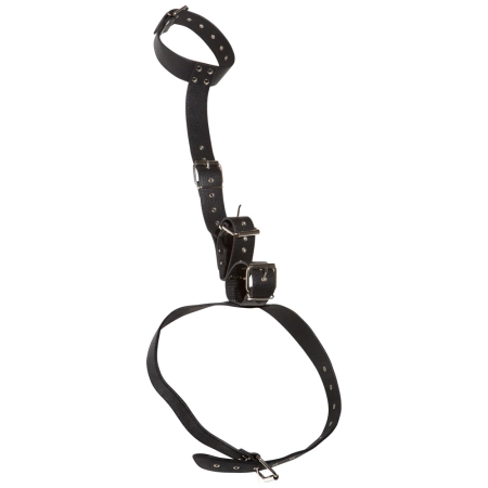 Bad Kitty Adjustable Body Restraint System with Handcuffs - Black PU