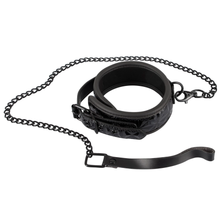 ZADO Black Diamond Pattern Adjustable Collar with Matte Leash 40-48cm