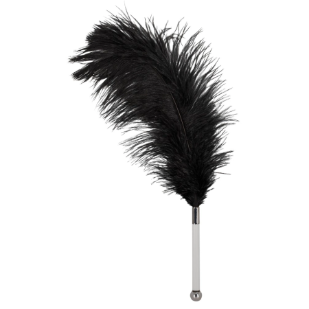 Zado Black Ostrich Feather Wand Acrylic Handle 13cm Elegant Design