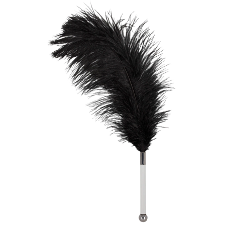 Zado Black Ostrich Feather Wand Acrylic Handle 13cm Elegant Design