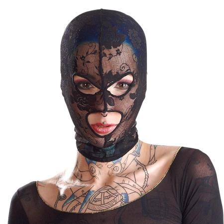 Bad Kitty Lace Head Mask Black - Flexible, Breathable Design