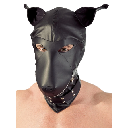 ZADO Faux Leather Dog-Style Hood with Collar, Adjustable Fit, Black