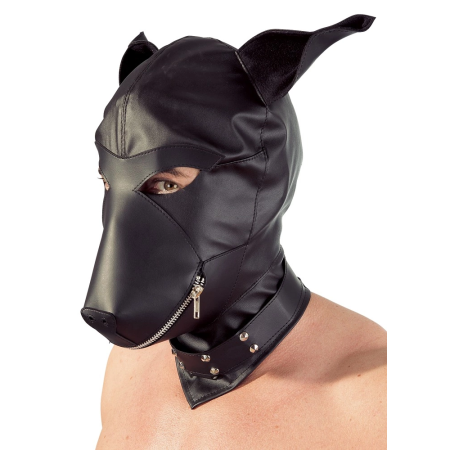 ZADO Faux Leather Dog-Style Hood with Collar, Adjustable Fit, Black