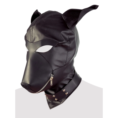 ZADO Faux Leather Dog-Style Hood with Collar, Adjustable Fit, Black