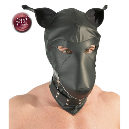ZADO Faux Leather Dog-Style Hood with Collar, Adjustable Fit, Black