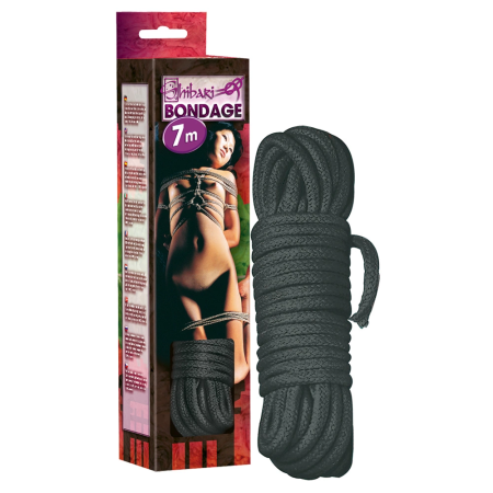 You2Toys Bondage Rope 7m Black Cotton Braided Durable Design