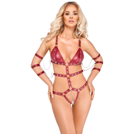 Bad Kitty Strap Body Red XL - Adjustable Bondage-Style One-Piece Lingerie