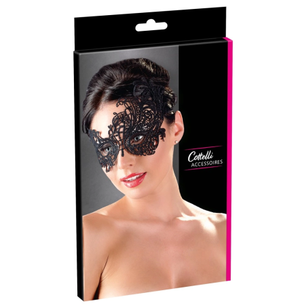 Cottelli Collection Embroidered Eye Mask Elegant Black Lace Design